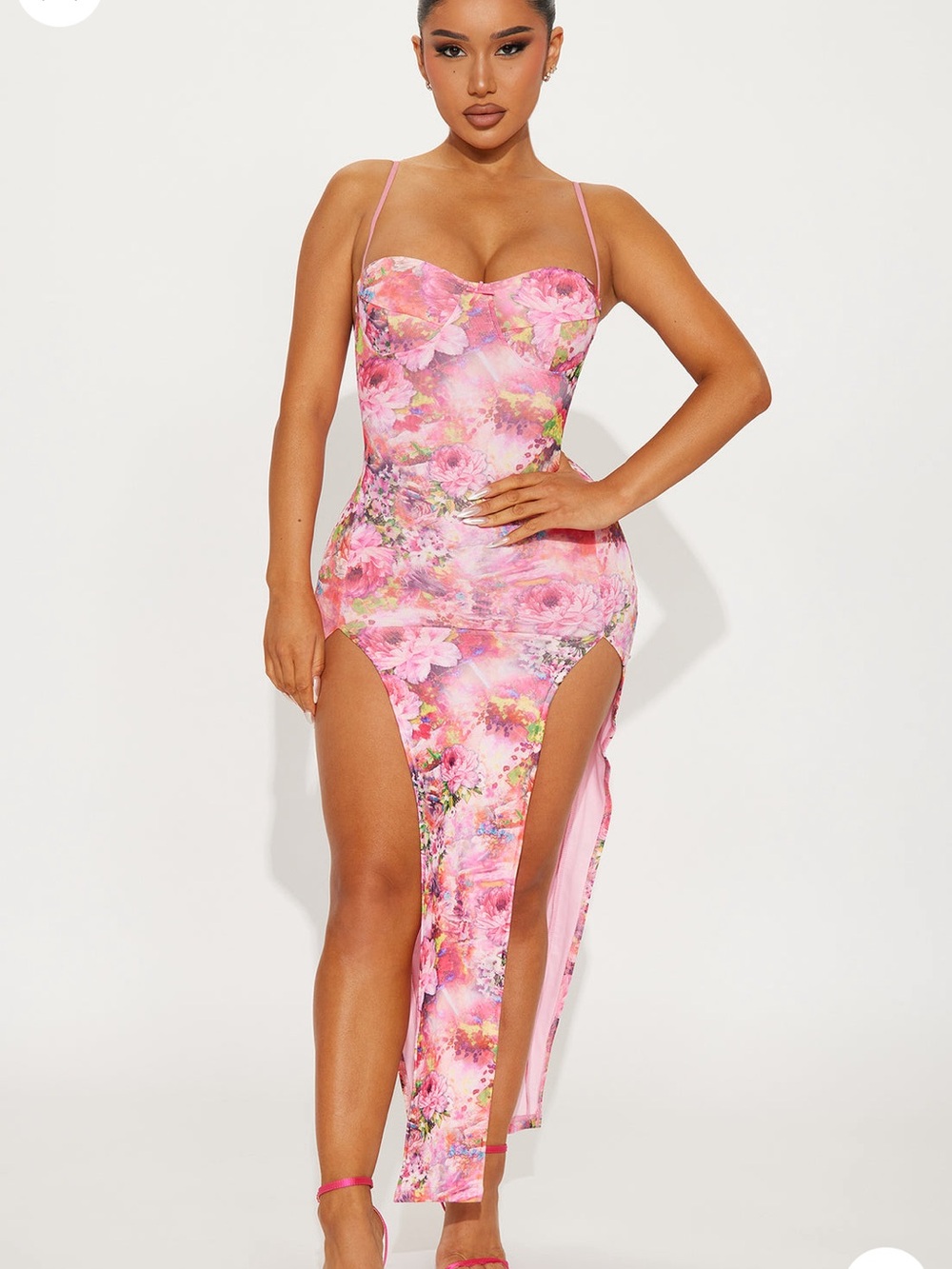 Fashion Nova Pink Floral Wonderland Petite Maxi Dress
